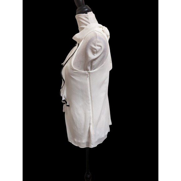 Ruffle Front Cream Halter Blouse Lined Size M - Picture 3 of 8